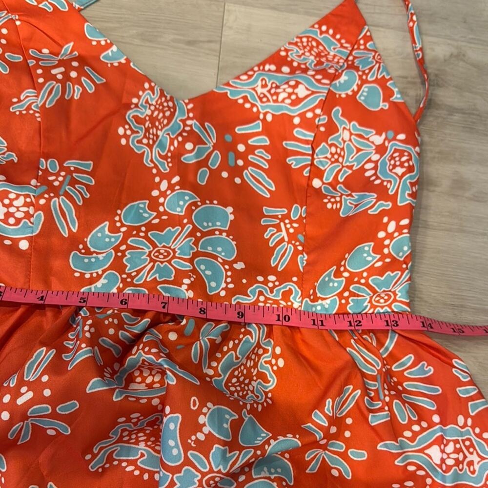 Cupshe Orange and Teal Cut out back strappy Sleeveless Maxi Sundress - Picture 3 of 11